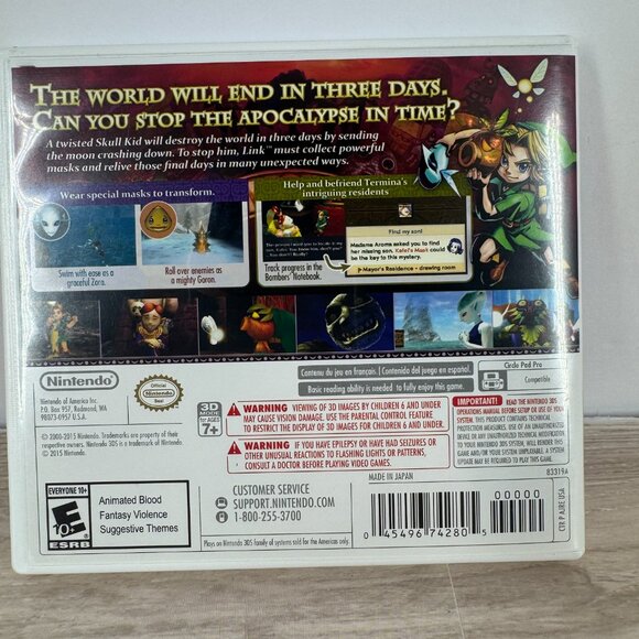 Legend of Zelda Majora’s Mask 3D Nintendo 3DS Complete Tested Works Great - Picture 2 of 4